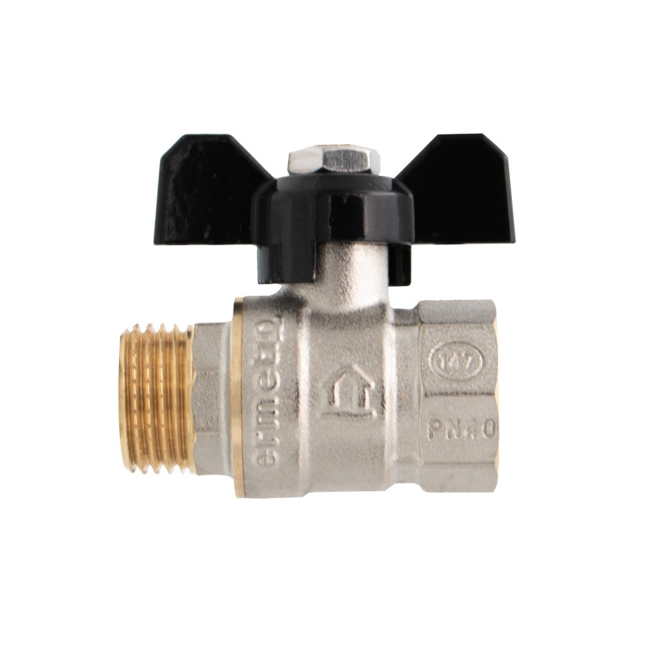 Mosadzný guľový ventil 3/4" MF, motýľ (ERMETIQ)