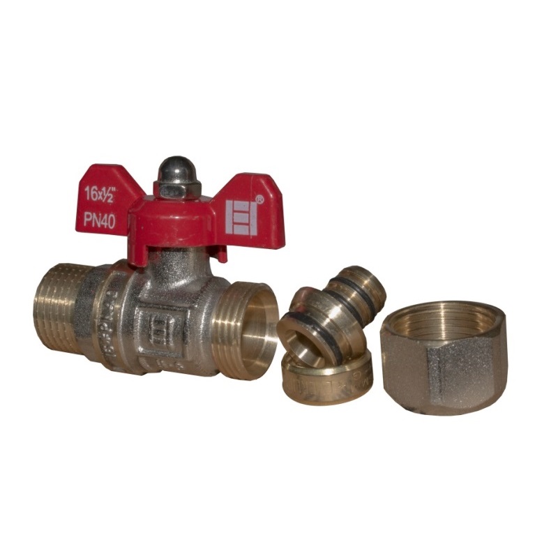Skrutkovací guľový ventil 16x1/2" M - rozoberateľný
