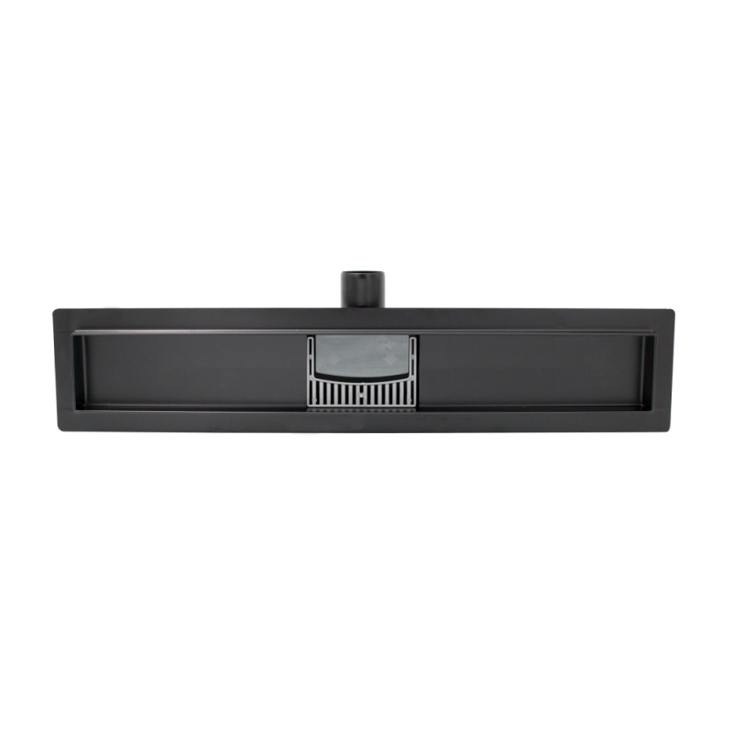 Lineárny sprchový žľab 500mm x 70mm CLASSIC NEGRU (čierny), nerezové teleso a rošt