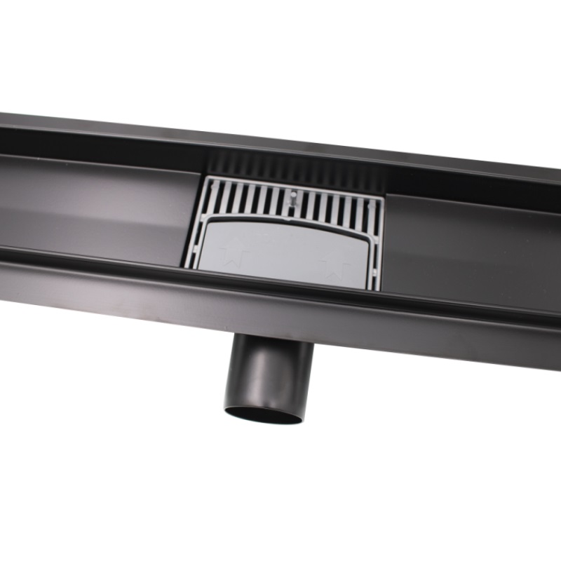 Lineárny sprchový žľab 700mm x 70mm CLASSIC NEGRU (čierny), nerezové teleso a rošt
