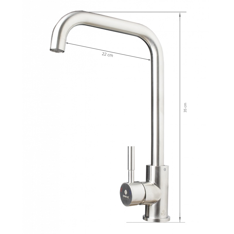 Drezová batéria 90° INOX výtok, 35-ka vložka