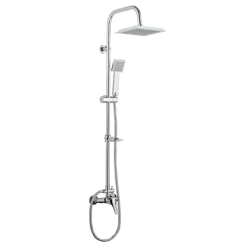 Nástenný sprchový set fix+hadica, 2 ks hranaté sprchové hlavice+batéria