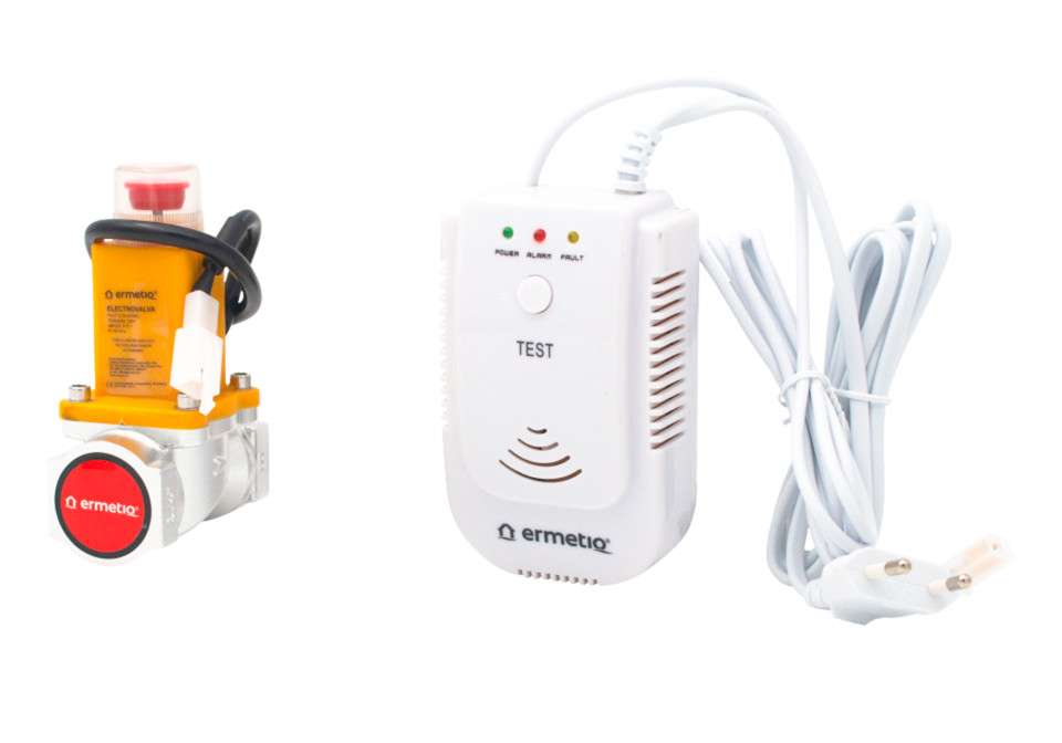Detektor plynu 220V s elektroventilom 3/4" zemný plyn a LPG