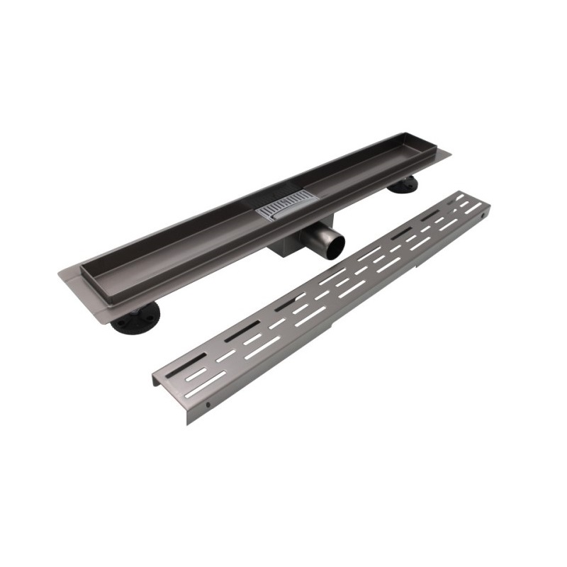 Lineárny sprchový žľab 400mm x 70mm CLASSIC GRI (sivý), nerezové teleso a rošt
