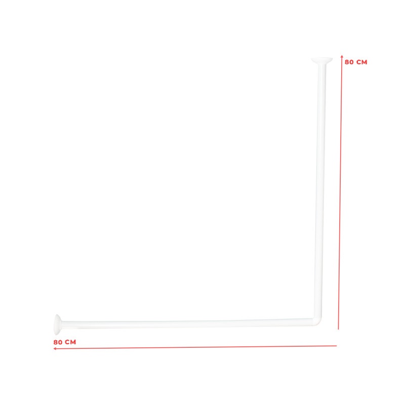 L-profil na sprchový záves biely  80 cm